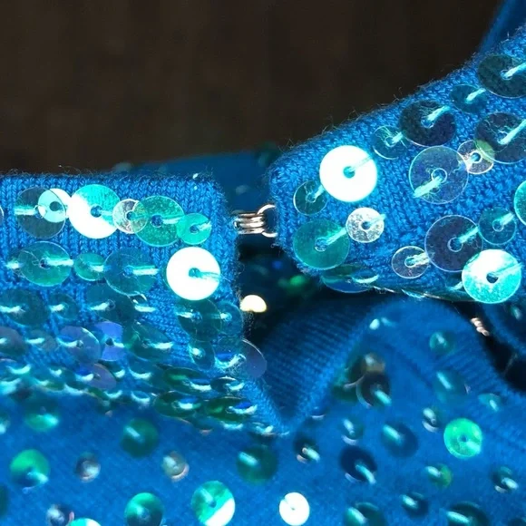 Chico's blue sequin silk cardigan - Picture 6 of 8